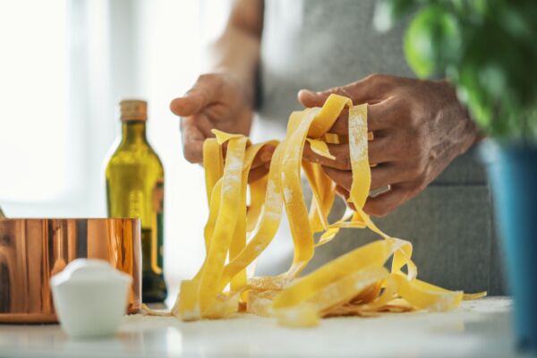 Pasta chef makes fresh italian pasta